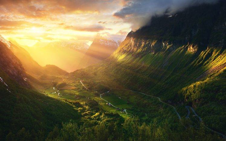 Norway, Geirangerfjord, Sunrise HD Wallpaper Desktop Background