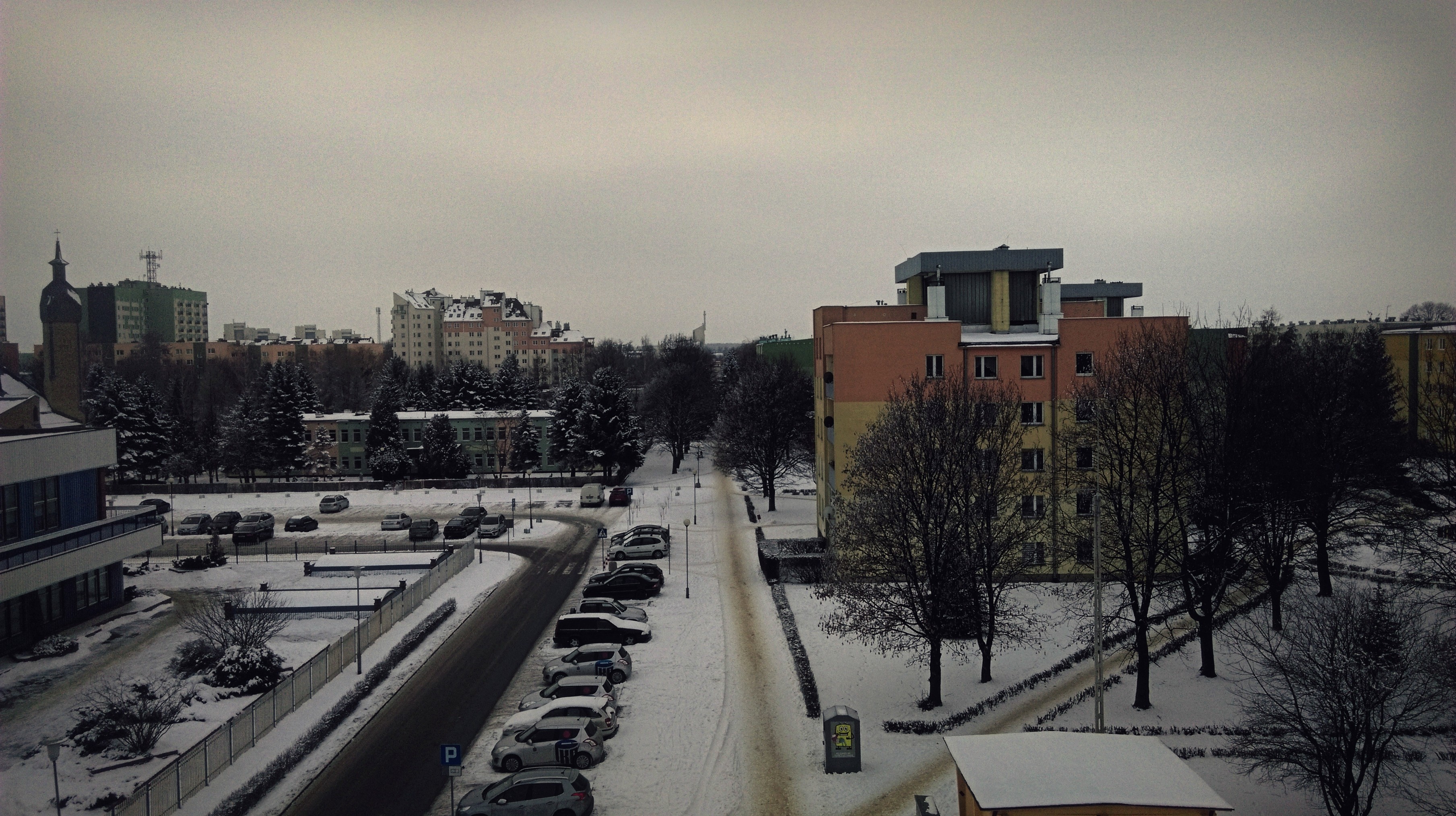 cityscape, Poland, Clouds, Snow, Car Wallpaper