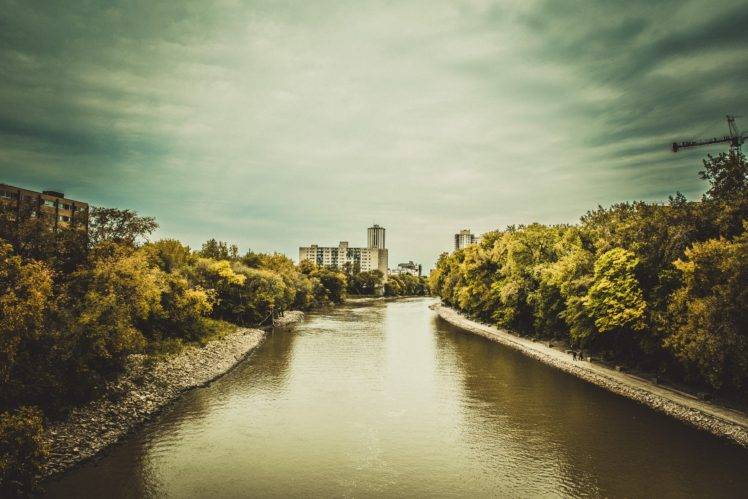 Winnipeg, River, Fall, Landscape, Clouds HD Wallpaper Desktop Background