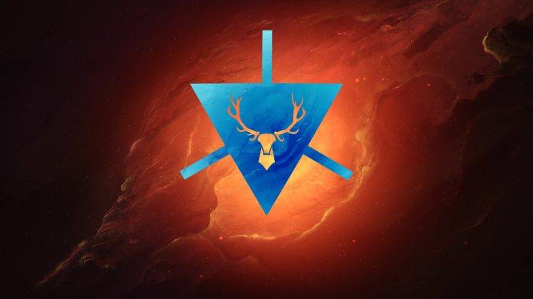 triangle, Deer, Symbols, Nebula, Blue, Orange, Black HD Wallpaper Desktop Background