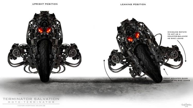 Terminator Salvation, Motorcycle, Moto Terminator, M134 Minigun HD Wallpaper Desktop Background