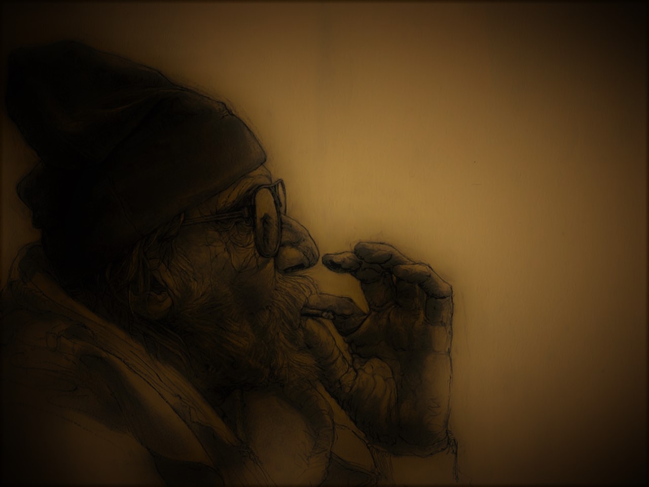 old people, Smoking Wallpaper