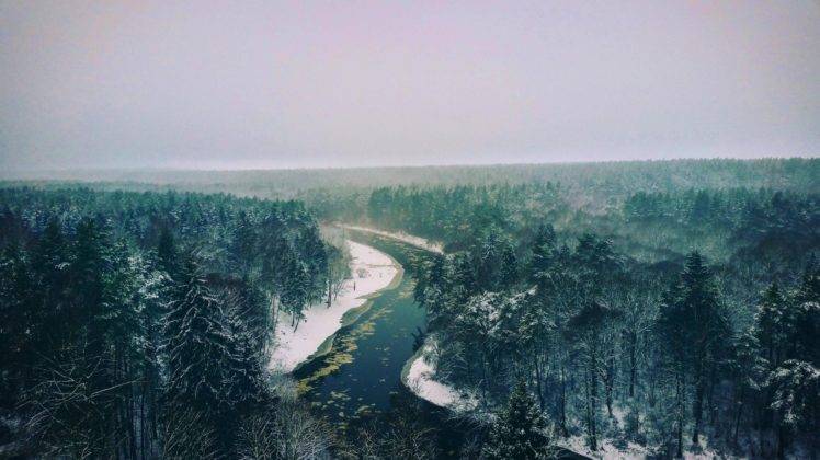 river, Snowdrops, Landscape HD Wallpaper Desktop Background