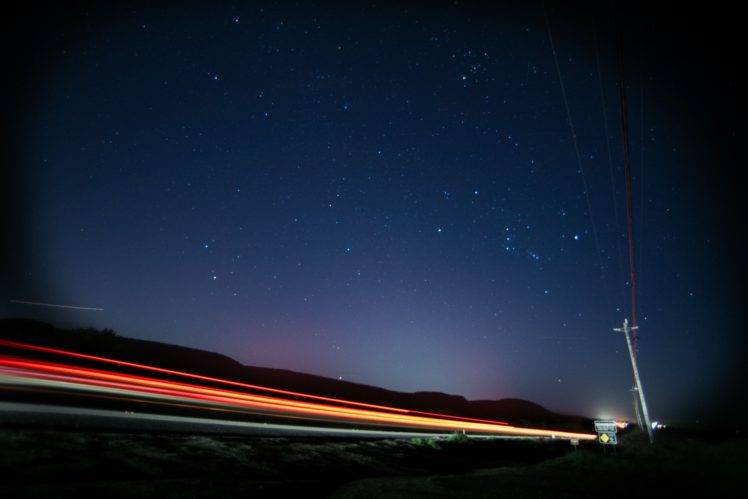 lights, Road, Night sky, Stars, Orion HD Wallpaper Desktop Background