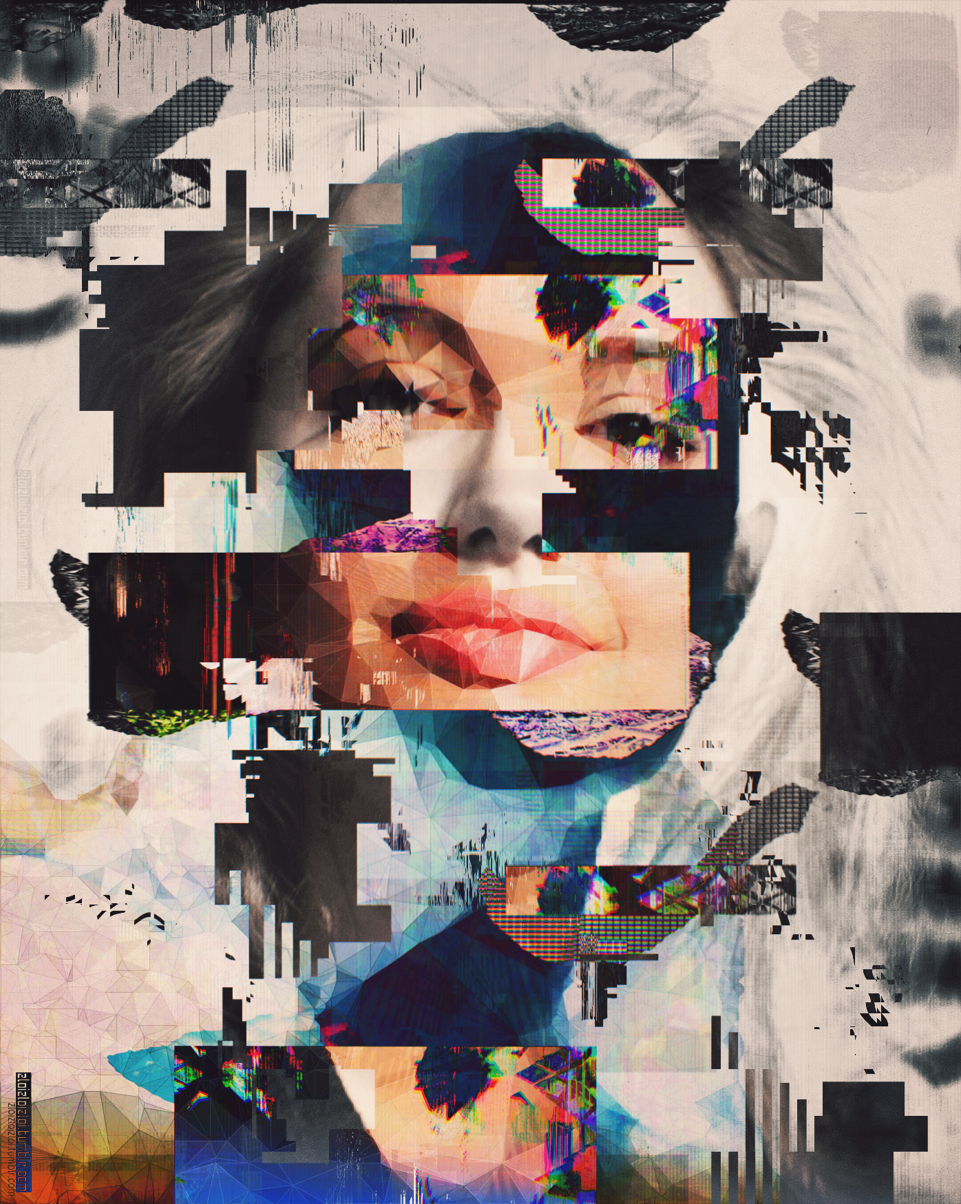 Angelina Jolie, Abstract, Glitch art Wallpaper
