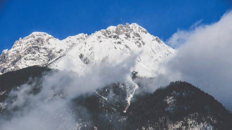 snow, Mountains, Clouds, Blue, Sky, Landscape HD Wallpaper Desktop Background