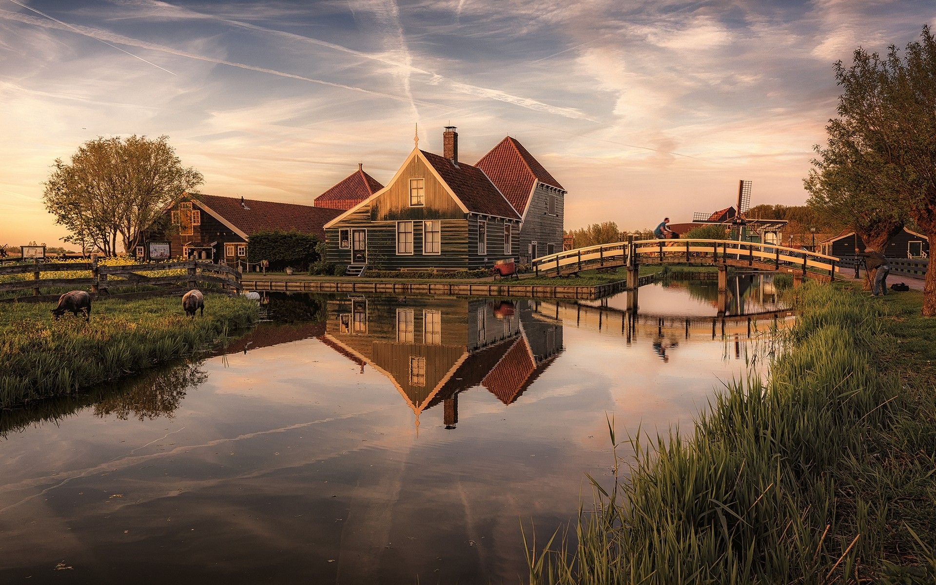 Netherlands, River, Bridge, Dusk, HDR, Landscape Wallpapers HD