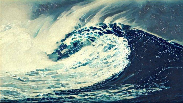waves, Sea, Drawing, Artwork HD Wallpaper Desktop Background