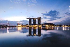 Singapore, Cityscape, City, Sky, Lights, Reflection
