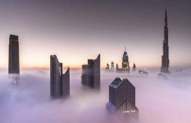 Dubai, Cityscape, Mist, Burj Khalifa, United Arab Emirates HD Wallpaper Desktop Background