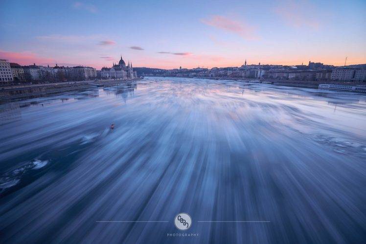 Hungarian, Budapest, Danube, Hungary, Hungarian Parliament Building, Long exposure HD Wallpaper Desktop Background