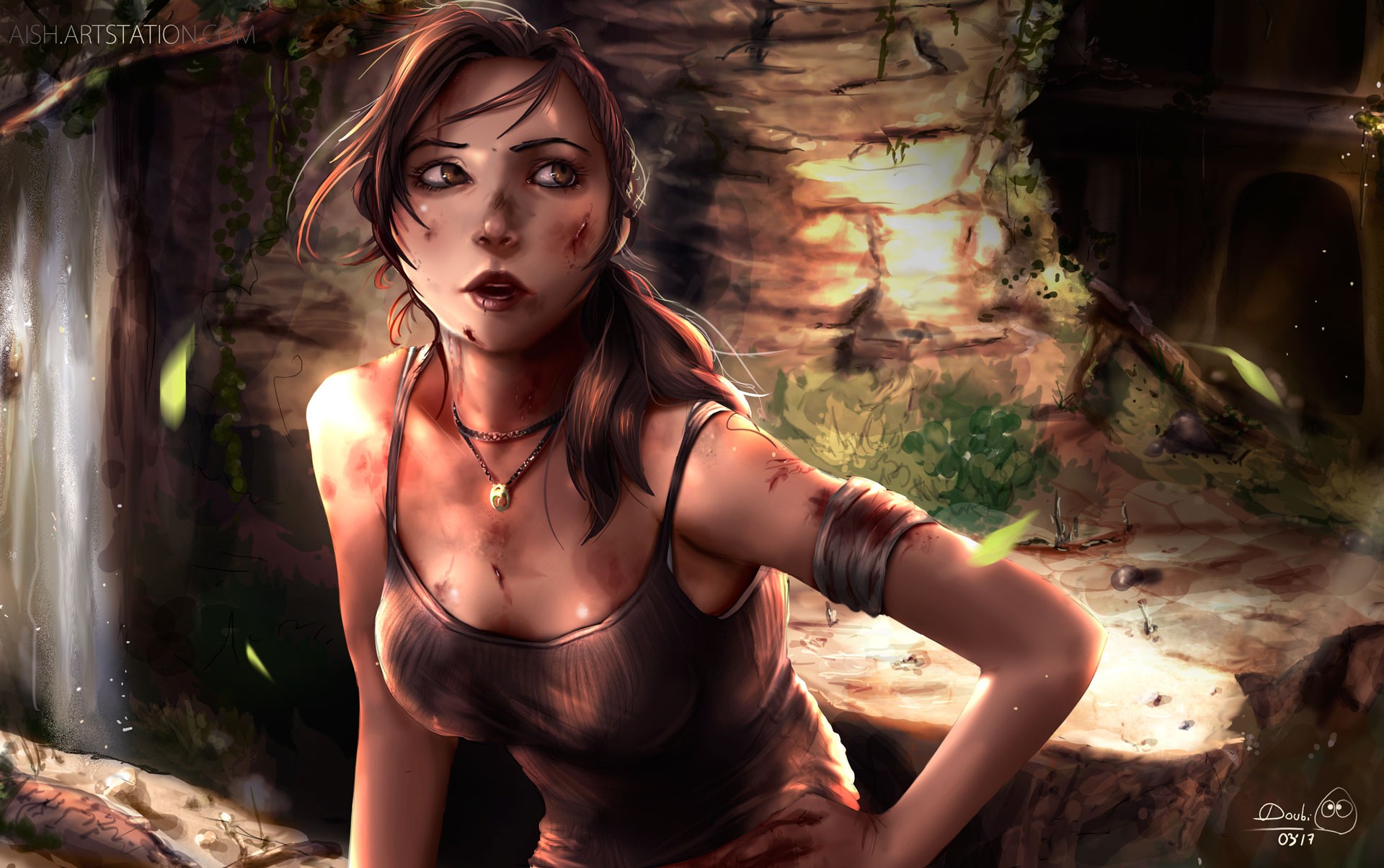 Lara Croft, DoubiDoubi, Tomb Raider, Drawing Wallpaper