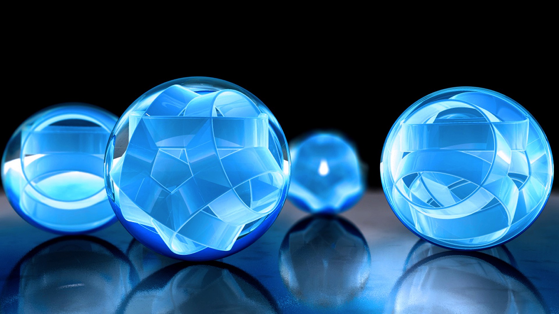 sphere, Abstract, Shapes, Blue, Reflection Wallpaper
