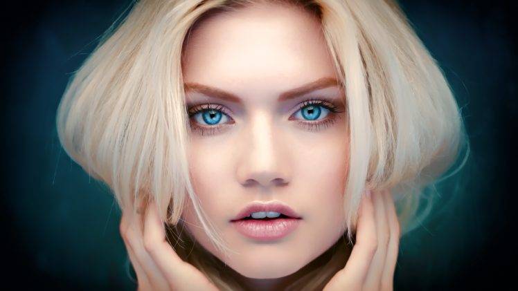 face, Martina Dimitrova, Blonde, Blue eyes, Women, Model, Closeup, Portrait HD Wallpaper Desktop Background