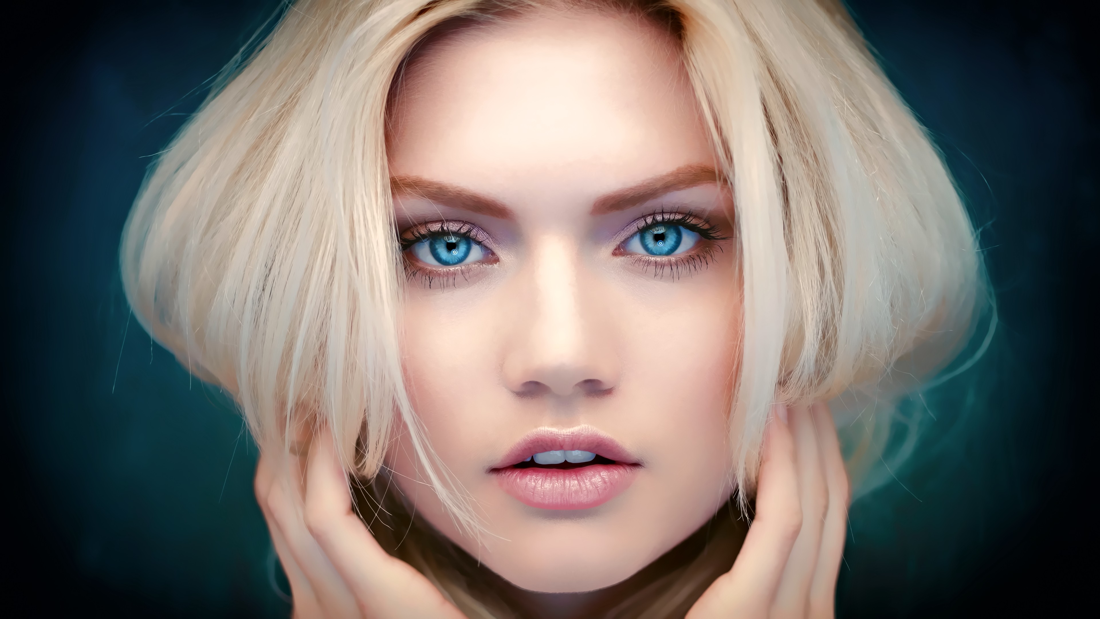face, Martina Dimitrova, Blonde, Blue eyes, Women, Model, Closeup, Portrait Wallpaper