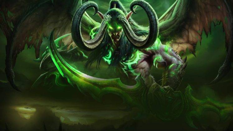 World of Warcraft: Legion, Illidan Stormrage, Glaive, Demon horns HD Wallpaper Desktop Background