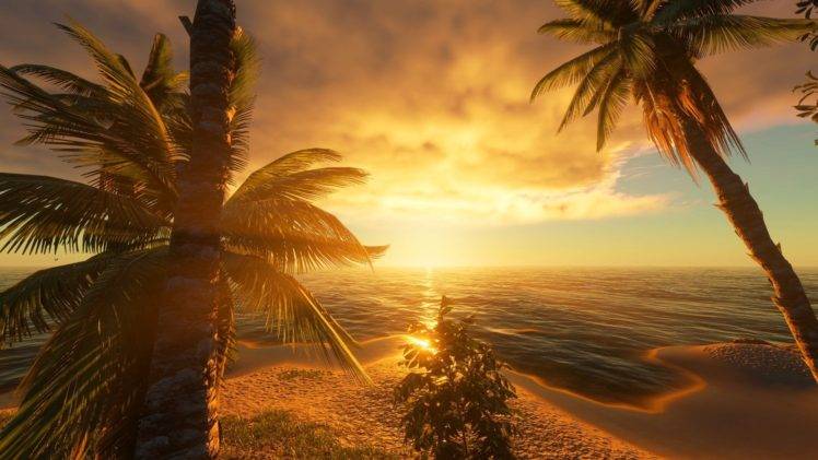 landscape, Sunset, Beach HD Wallpaper Desktop Background
