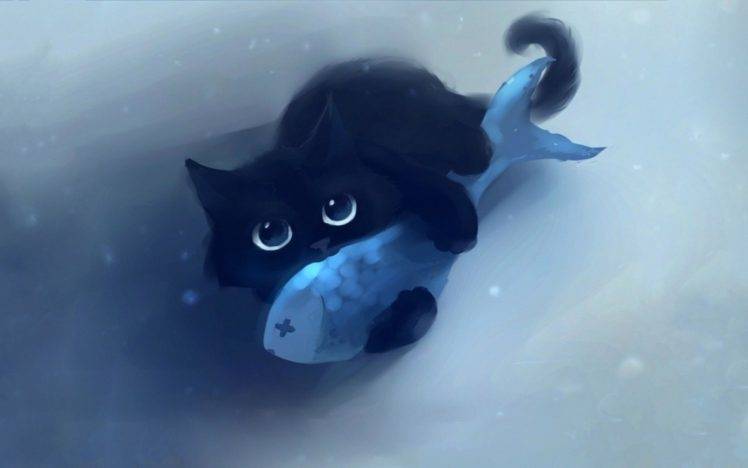 Cat Fish Cartoon Apofiss Wallpapers Hd Desktop And Mobile