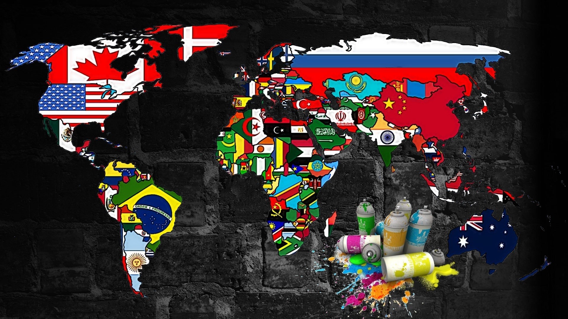 world, Murales, Spray, Map, Graffiti Wallpaper