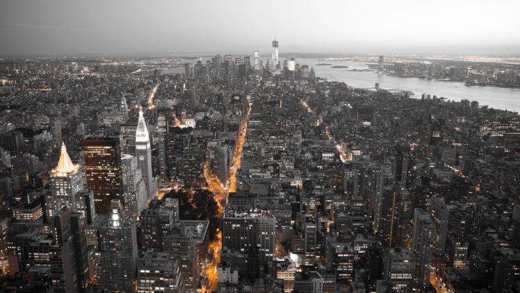 black, White, New York City, Orange HD Wallpaper Desktop Background