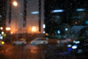 rain, Water on glass, Bokeh