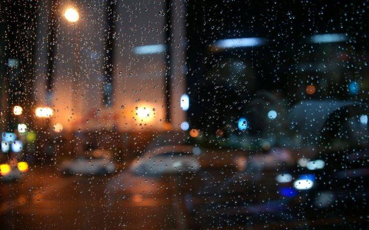 rain, Water on glass, Bokeh HD Wallpaper Desktop Background