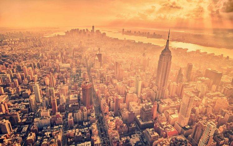 city, Urban, Cityscape, Filter, New York City, Sunlight, Empire State Building HD Wallpaper Desktop Background