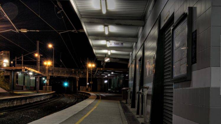 railway, Railway station, Subway, Night HD Wallpaper Desktop Background