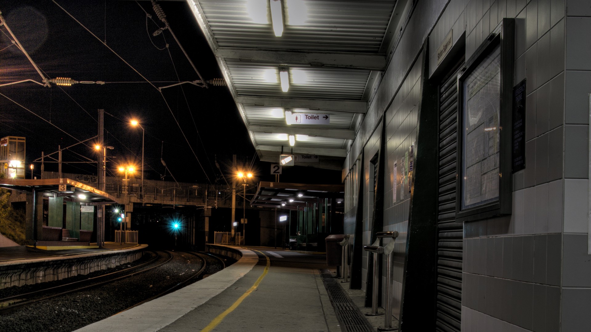 railway, Railway station, Subway, Night Wallpaper