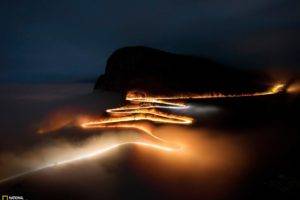 National Geographic, South Africa, Mist, Silhouette, Light painting, Road