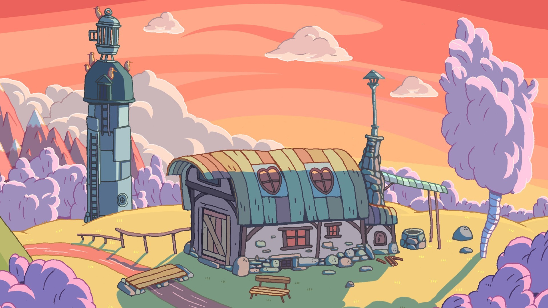 Adventure Time, Finn the Human, Jake the Dog, Landscape Wallpaper