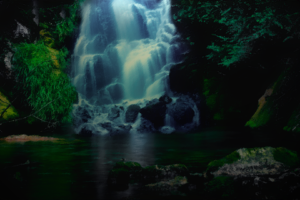 waterfall, Photo manipulation, Rock, Moss
