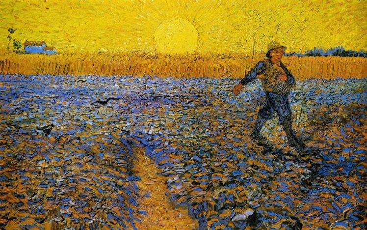 Vincent van Gogh, Sower, Painting, Sun, Classic art HD Wallpaper Desktop Background