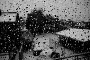 rain, Glass, Monochrome, Blurred, Water drops, Water on glass