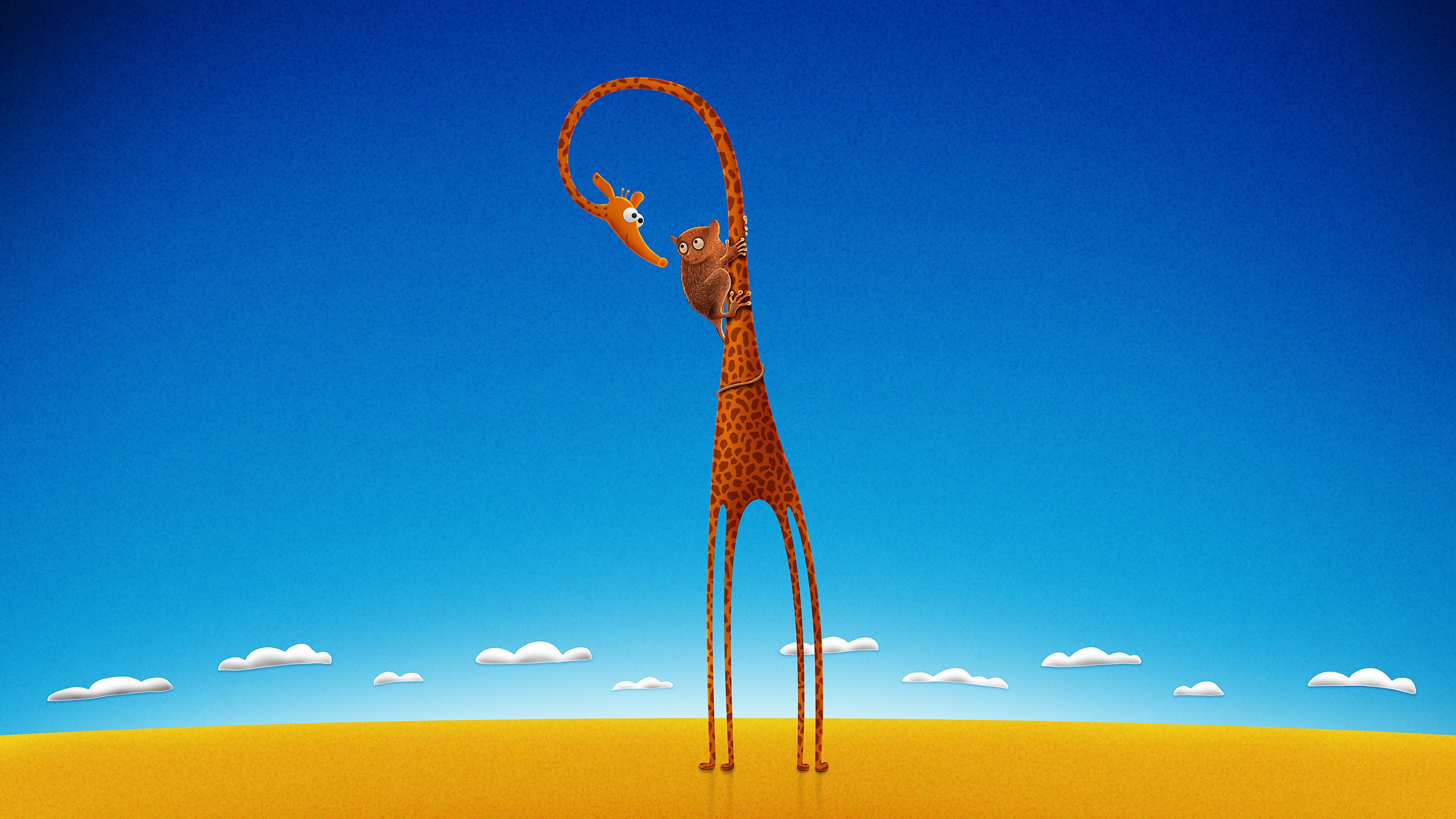 giraffes, Lemurs Wallpaper