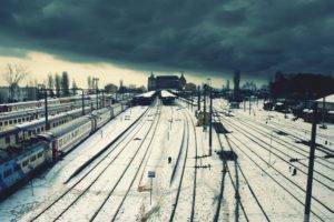 snow, Train, Railway, Train station