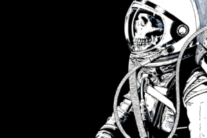 skull, Skeleton, Astronaut, Black background