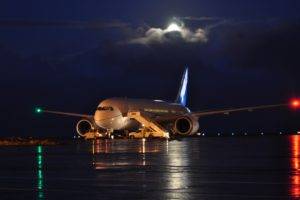 airplane, Night, Lights