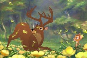 Bambi, Deer, Yellow flowers, Disney