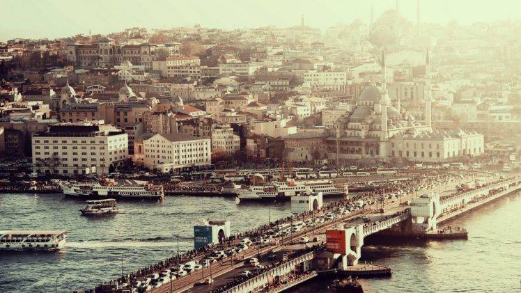 Istanbul, Turkey, City, Cityscape, Bridge, Mosque, Galata bridge HD Wallpaper Desktop Background