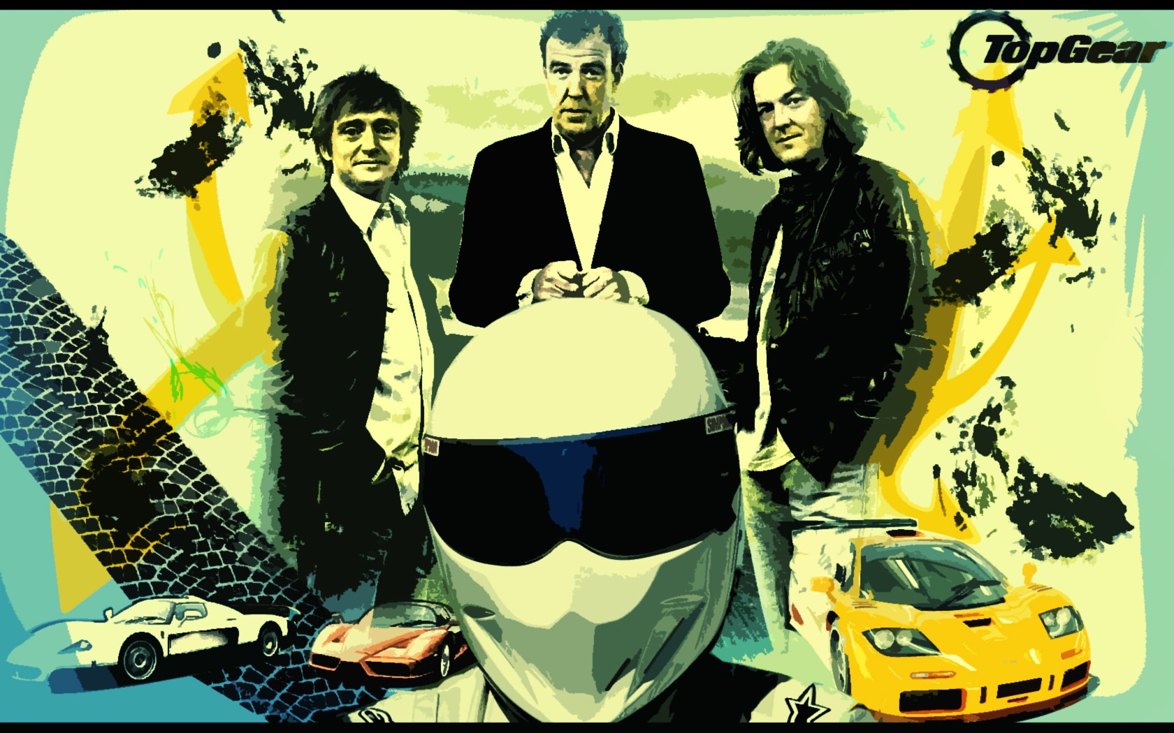 Top Gear, The Stig, Jeremy Clarkson, James May, Richard Hammond, Captain Slow Wallpaper