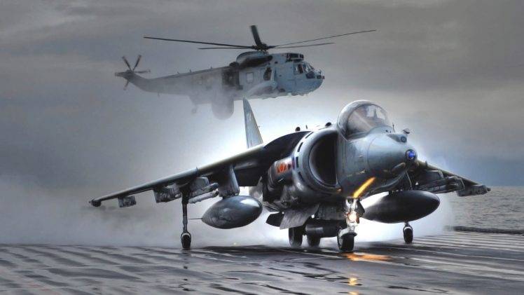 Harrier, AV 8B Harrier II, Royal Navy, Westland WS 61 Sea King AEW.2A HD Wallpaper Desktop Background