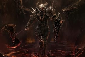 knight, Warrior, Artwork, Fantasy art, Dark, Lava, Death, Medieval