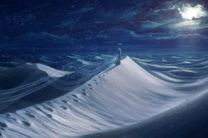 artwork, Fantasy art, Digital art, Desert, Night, Sand, Snow