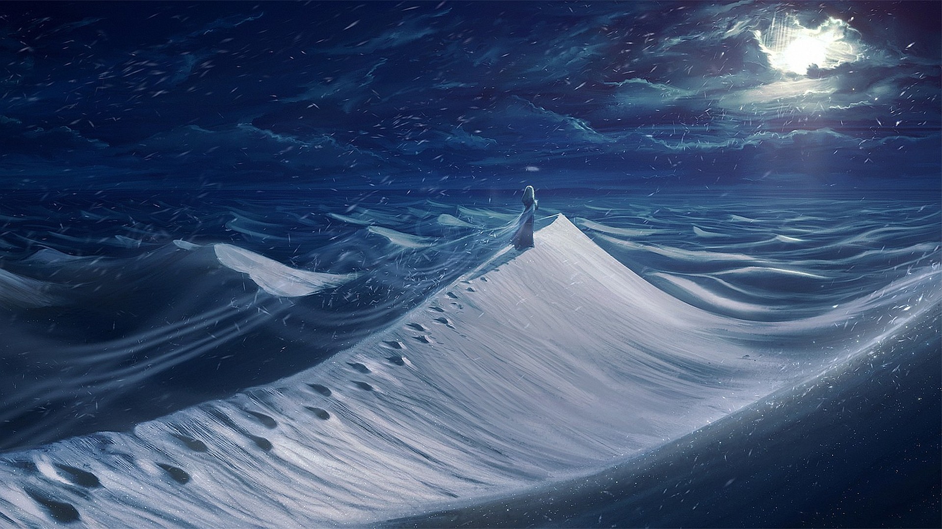 artwork, Fantasy art, Digital art, Desert, Night, Sand, Snow Wallpaper