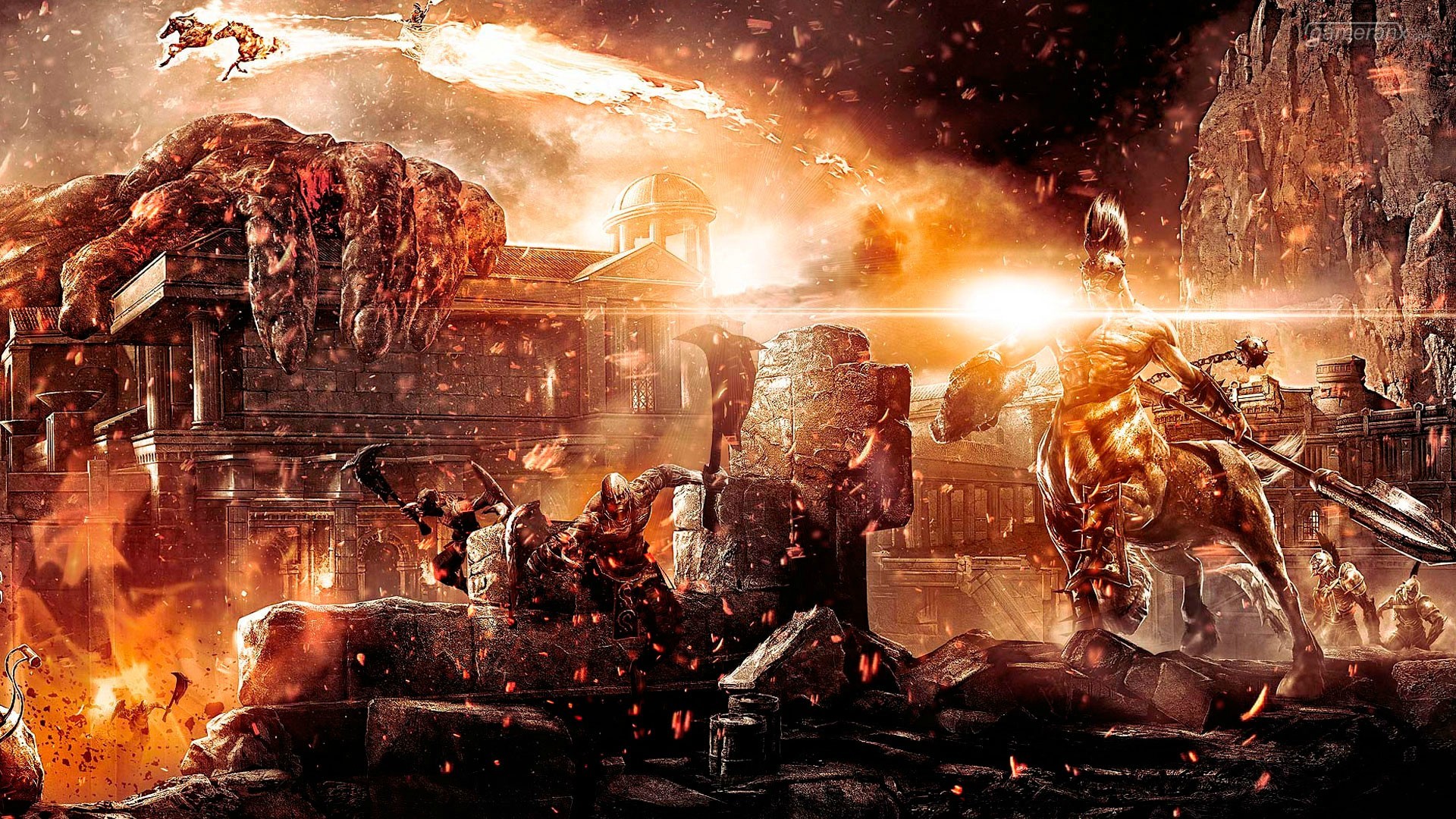digital art, Mythology, War, Fire, Fantasy art Wallpaper