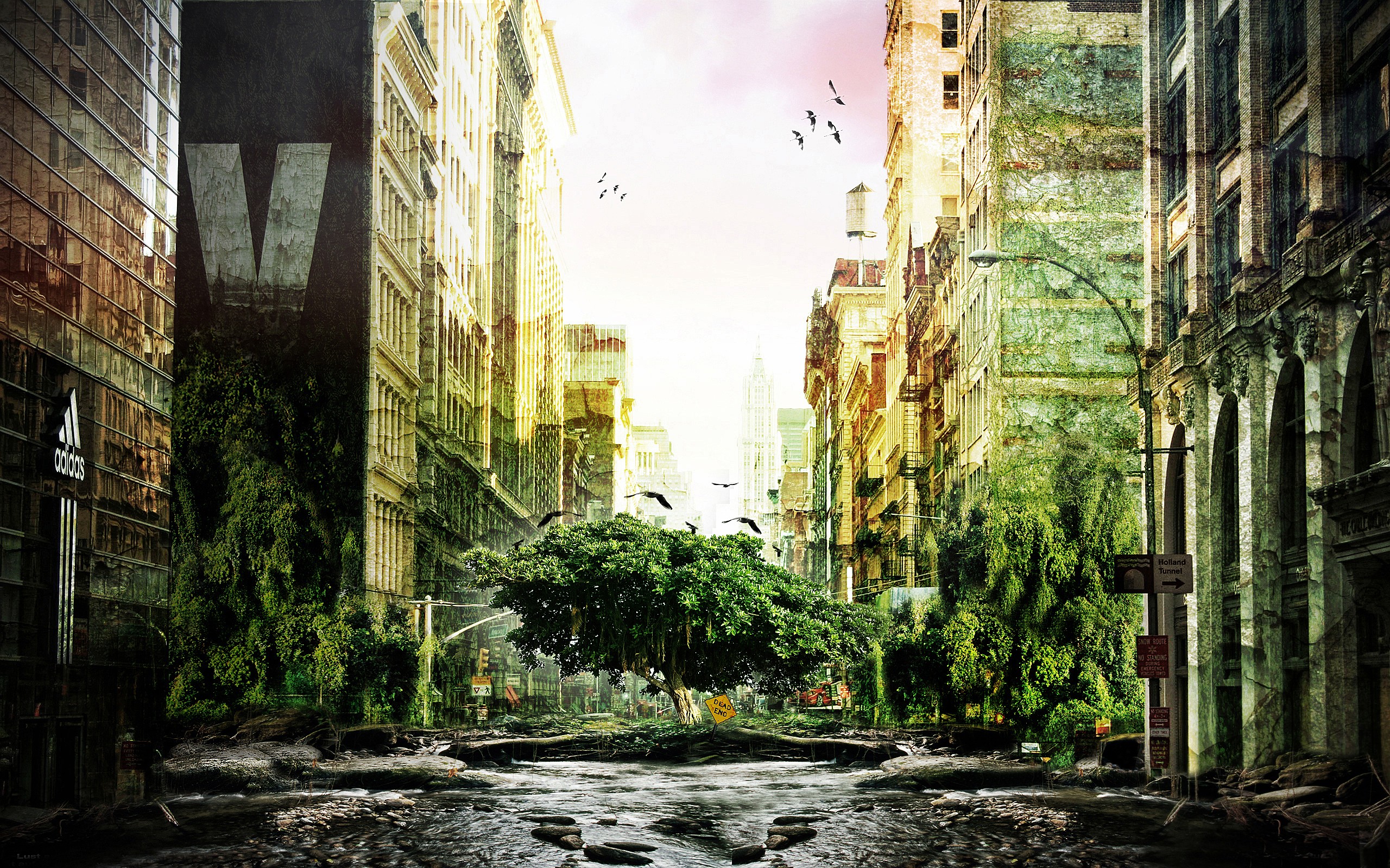 artwork, Fantasy art, Digital art, Apocalyptic, Nature, City, Ruin, Jungle, Photo manipulation Wallpaper