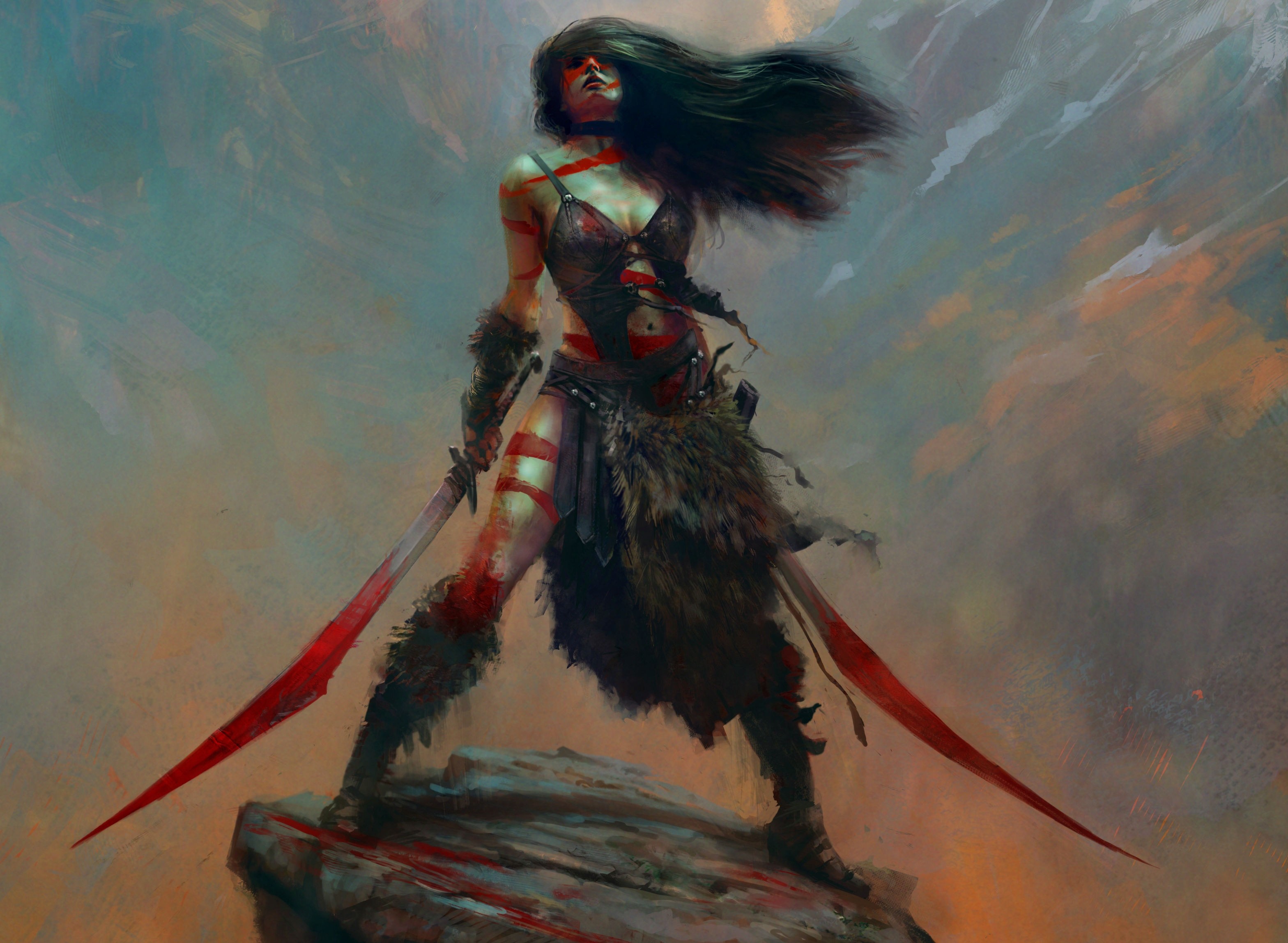 warrior, Women, Artwork, Fantasy art, Digital art, Sword Wallpaper