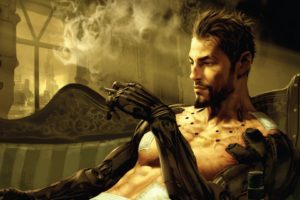 Adam Jensen, Men, Futuristic, Deus Ex: Human Revolution, Deus Ex, Cyberpunk, Fantasy art, Video games, Science fiction, Alcohol, Bionics