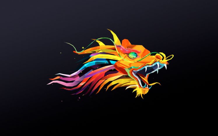 dragon, Simple background, Justin Maller, Facets HD Wallpaper Desktop Background